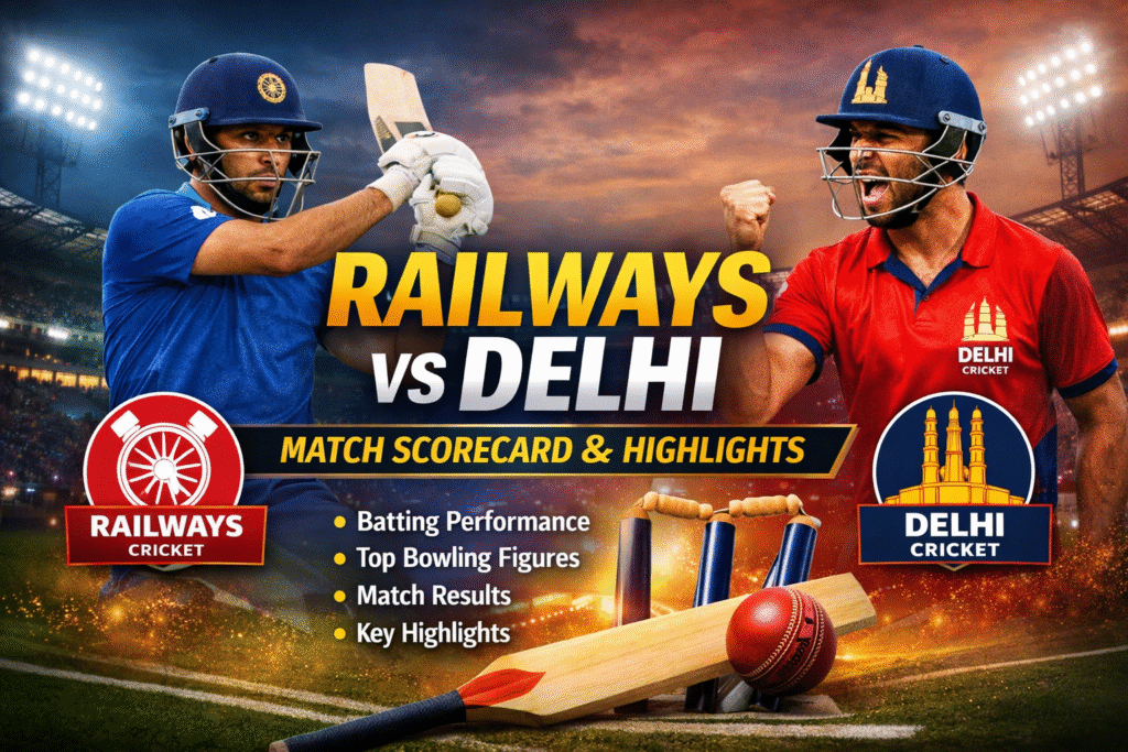 railways cricket team vs delhi cricket team match scorecard