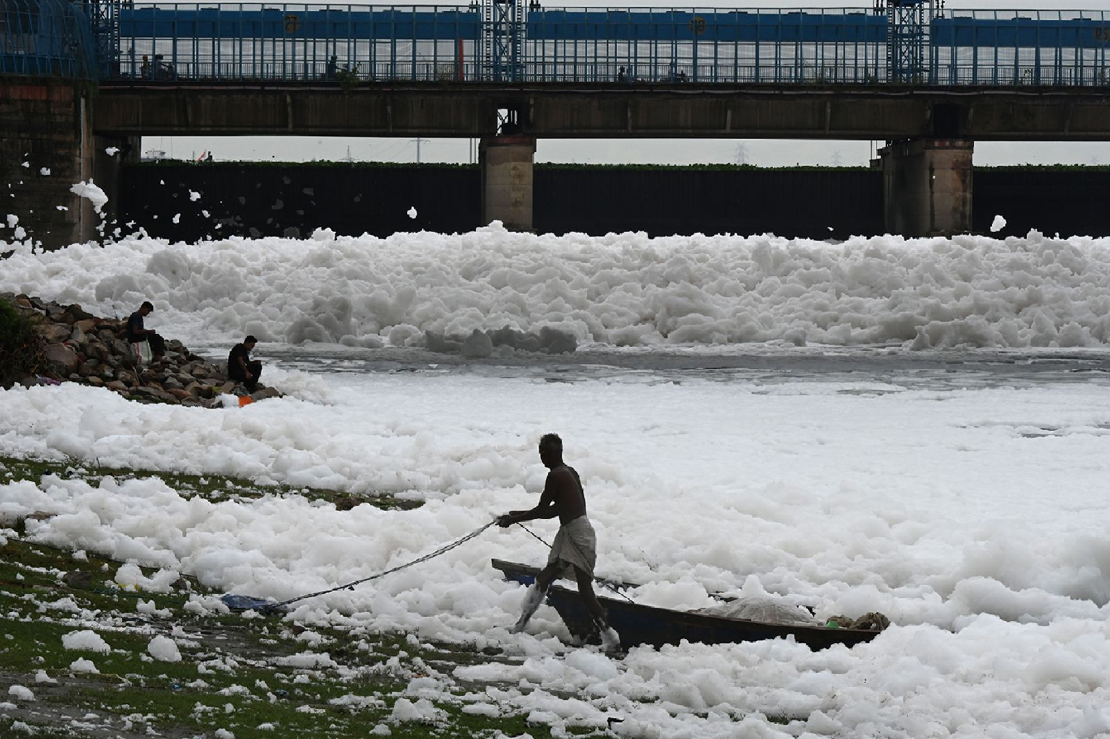 Yamuna River Choked by Industrial Pollution Foam