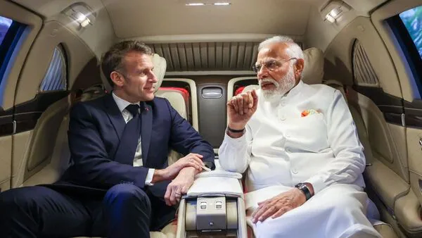 Indian PM Narendra Modi Welcomes French President Emmanuel Macron in Mumbai